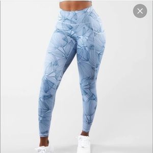 Large, blue printed buff bunny leggings